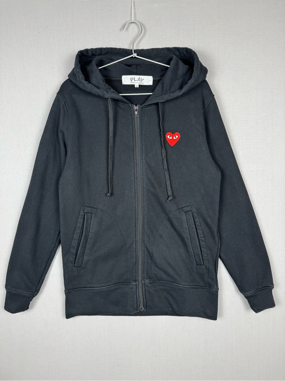 Comme des Garçons PLAY Red Heart Full Zip Hoodie - Size Medium